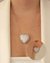 Conjunto Brinco e Colar Coração Cravejado de Microzirconias no Ródio Branco - comprar online