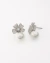 Brinco Flor de Microzirconias com Pérola Embaixo no Ródio Branco - DAMA Semijoias Atacado