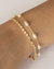 Pulseira Dupla Elos e Pérolas Barrocas no Dourado - comprar online