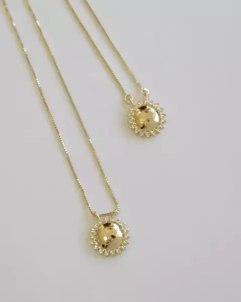 Colar Escapulario Espirito Santo e Deus é Fiel no Dourado