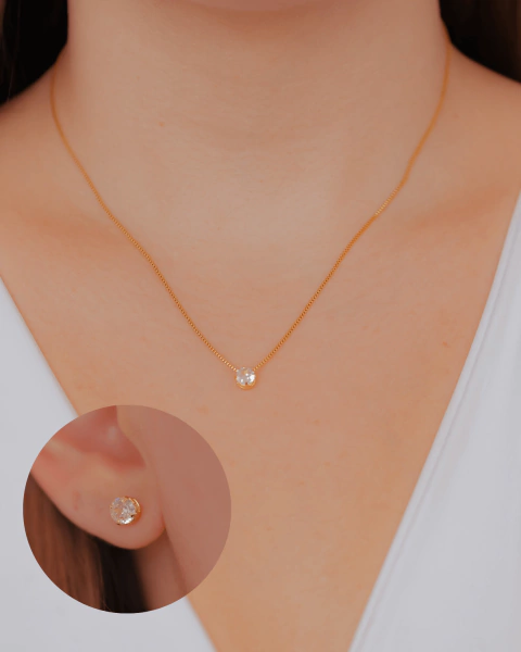 Conjunto Ponto de Luz no Dourado - OUTUBRO ROSA