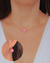 Conjunto Brinco e Choker Elos com Trevo de Cristal Rosa no Dourado