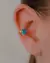Brinco Piercing Fake Unitario Coração de Cristal Azul Claro Aqua no Dourado