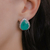 Brinco Gota Grande de Cristal Fusion Verde com Microzirconias em Volta no Ródio Branco