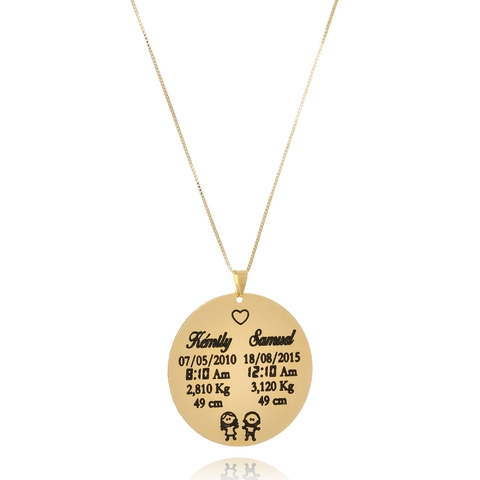 Colar Personalizado Mandala com Nome e Dados do Nascimento