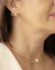 KIT 3 Produtos - 2 Brincos + 1 Colar - Brinco Palito Ondulado e Tiffany na Ponta, Brinco Coração Vazado com Zirconia, Colar Choker Aro com Tira Vazada e Pérola no Dourado