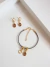 Kit 2 Produtos - Brinco+Pulseira Dourados com Infinito Marrom em Cordão de Courinho Marrom Claro