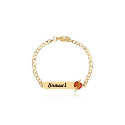Pulseira Personalizada Infantil Nome e Super-Heroi Flash