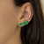 Brinco Ear Cuff Cristais Gota Oval e Quadrado com Encaixe de Piercing no Dourado