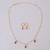 Conjunto Brinco e Colar Gota de Cristal Rosa no Dourado - DAMA Semijoias Atacado