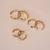 Brinco Trio Piercings Fakes Trabalhados no Dourado - comprar online