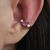 Brinco Piercing Cristal Quadrado com 2 Pérolas no Ródio Negro - comprar online