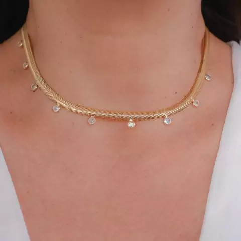 Colar Choker Fio Alemão com Tiffanys no Dourado