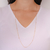 Colar Comprido Tiffanys Rosa Claro na Corrente no Dourado