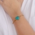 Pulseira Elos com Coração de Cristal no Dourado com Azul