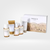Kit de viaje Madagascar Centella con cinco productos para el cuidado de la piel, presentado en una caja elegante.