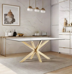 Mesa de comedor Star -Top de cristal - Bleu Muebles