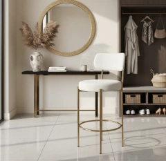 Banco Bouclé Gold 66cm - Blanco - tienda en línea