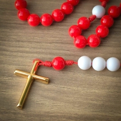 Terço Jesus Misericordioso Branco e Vermelho - Vigiaivos