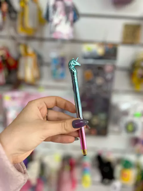 Lapicera Táctil- Unicornio Celeste con Rosa