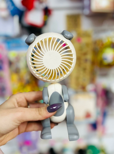 Ventilador Portátil Perrito- Gris con Blanco