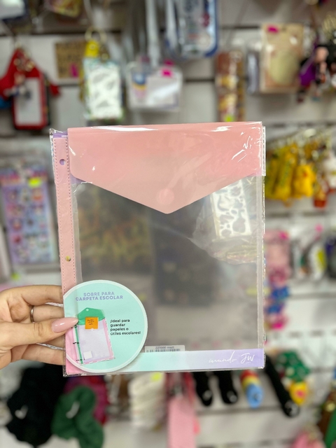Sobre con Abrojo para Carpeta N3-Rosa Pastel