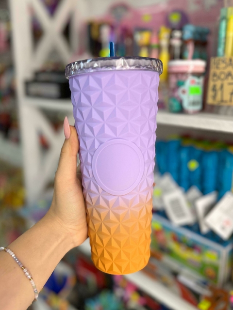 Vaso Tipo Starbucks- Violeta y Naranja