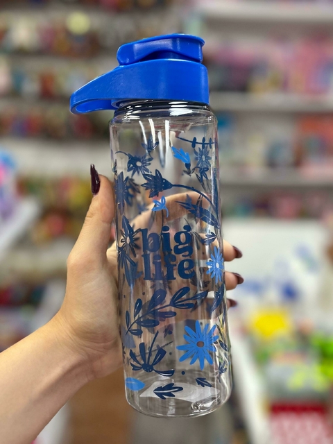 Botella con Pico- Big Life- Azul con flores - comprar online