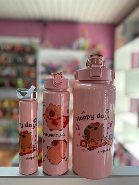 Botella X 3- Capybara- Rosa - comprar online