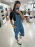 Macacão Jeans Longo Com Botões Frontal Lavagem Escura - loja online