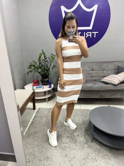 Vestido Malha Bicolor Tamanho Único