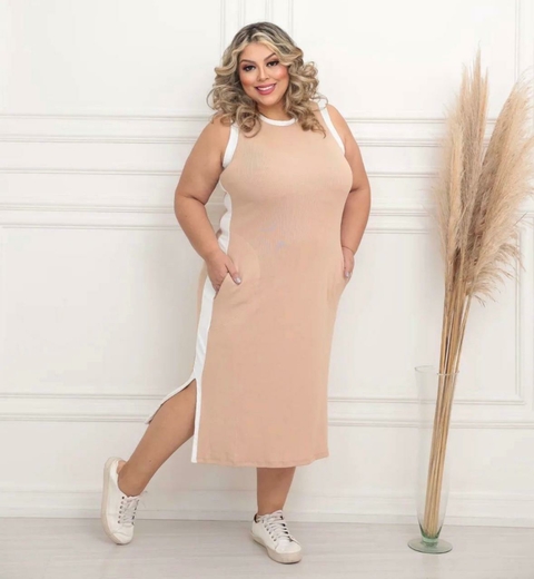 Vestido Malha Bicolor Regata