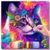 Gato com Flores Coloridas
