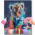 Filhote de Tigre com Tinta Colorida