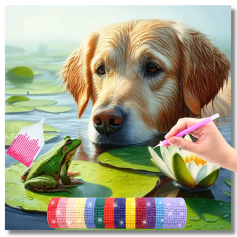 Cachorro e Sapo no Lago