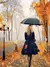 Mulher com Guarda Chuva na Praça - comprar online