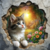 Gatinho no Muro com Flores - comprar online