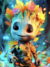Baby Groot com Folhas Coloridas na internet