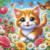 Gatinho no Jardim com Borboletas na internet