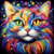 Retrato Gato Colorido na internet