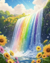 Cachoeira Colorida com Girassóis na internet
