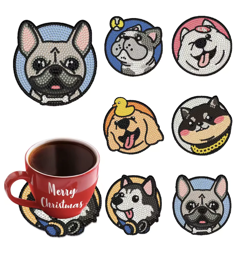 Kit Pintura em Diamantes - Porta Copos - Cachorrinhos