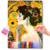 Retrato Feminino com Fundo Abstrato