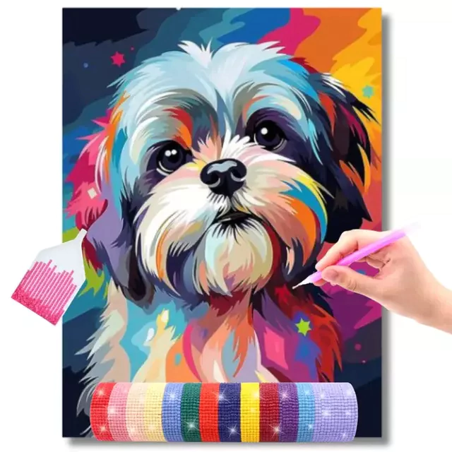 Maltês com Tinta Colorida