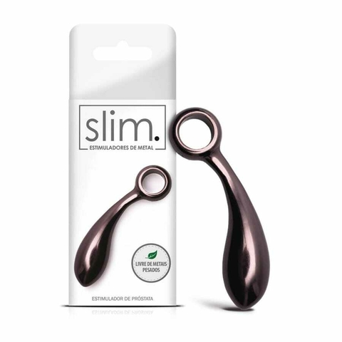 ESTIMULADOR DE PRÓSTATA CURVO EM METAL- 12,3X 3,4 CM LINHA SLIM SEXY FANTASY