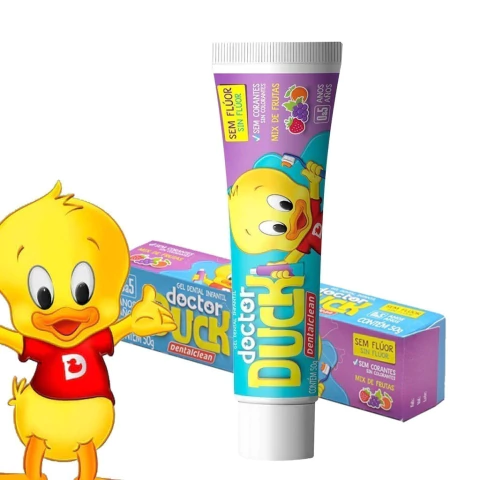 Creme Dental Infantil Dr Duck Sem Flúor 50g Sabor Mix de Frutas - Dentalclean