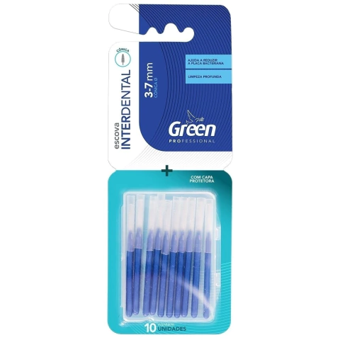 Escova Interdental - Para Limpeza de Aparelho Ortodôntico, Cerdas Cônicas de 3-7mm com Capa Protetora - Green