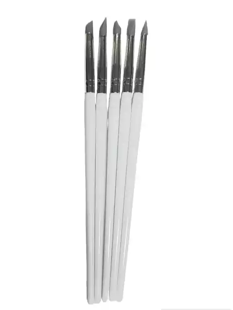 Kit com 5 unidades: Pincel modelador com ponta de silicone - resina composta, facetas, remoção de excesso de cimentos, u - NewDentale