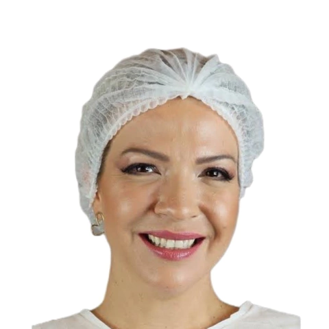 Touca Descartável de TNT - Branca - Com 100 Unidades - FortFlex