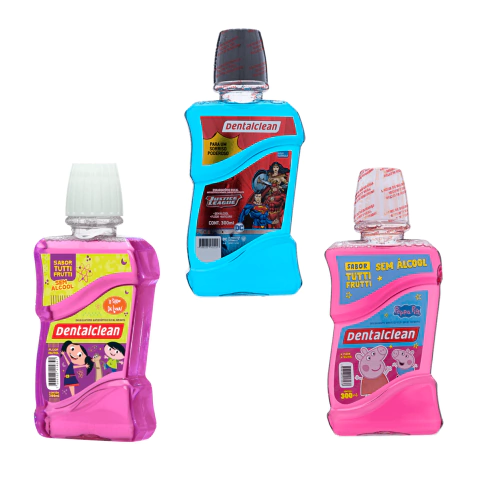 Enxaguante Bucal Show da Luna Peppa Pig Liga da Justiça 300ml - Sabor Tutti-Frutti - Dentalclean